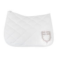 Tapis de dressage Equestro logo en strass Blanc