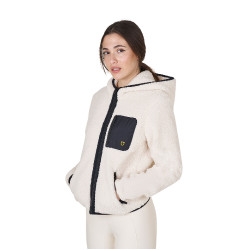 Sweat-shirt femme en polaire avec poche Equestro Blanc antique Beige