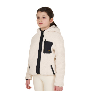 Sweat-shirt en polaire enfant fermeture éclair Equestro Blanc antique Beige