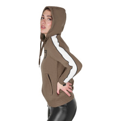 Sweat-shirt à capuche Equestro femme avec zip Walnut Marron