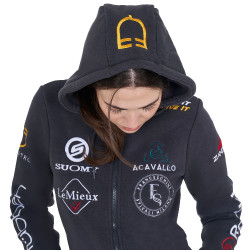 Sweat à capuche femme avec multi-logo nouveau Equestro Asphalte Gris