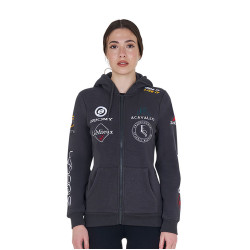 Sweat à capuche femme avec multi-logo nouveau Equestro Asphalte Gris