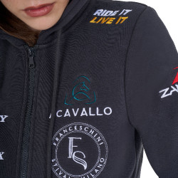 Sweat à capuche femme avec multi-logo nouveau Equestro Asphalte Gris