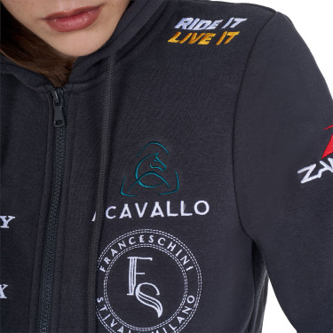 Sweat à capuche femme avec multi-logo nouveau Equestro Asphalte Gris