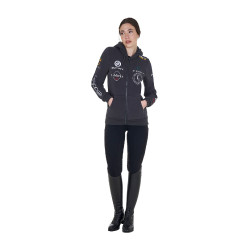 Sweat à capuche femme avec multi-logo nouveau Equestro Asphalte Gris