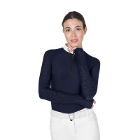 Polo dec concours slim fit femme avec inserts en mesh Equestro Marine blazer Bleu marine