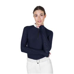 Polo dec concours slim fit femme avec inserts en mesh Equestro Marine blazer Bleu marine