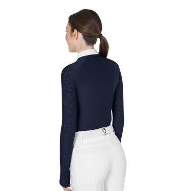 Polo dec concours slim fit femme avec inserts en mesh Equestro Marine blazer Bleu marine