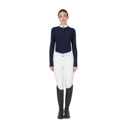 Polo dec concours slim fit femme avec inserts en mesh Equestro Marine blazer Bleu marine