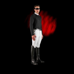 Polo de concours homme Equestro Ridertechnology à manches longues et boutons Noir Polo de concours homme Equestro Ridertechnology à manches longues et boutons Noir