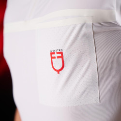 Polo de concours homme Equestro Ridertechnology à manches courtes et zip Blanc Polo de concours homme Equestro Ridertechnology à manches courtes et zip Blanc