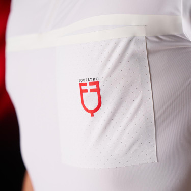 Polo de concours homme Equestro Ridertechnology à manches courtes et zip Blanc Polo de concours homme Equestro Ridertechnology à manches courtes et zip Blanc