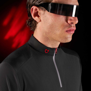 Polo d'entraînement homme Equestro Ridertechnology à manches courtes et zip