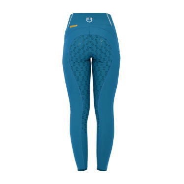 Legging femme avec doublure en polaire Equestro Bleu corail