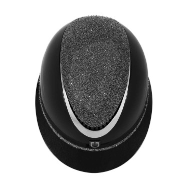 Casque Luxe avec large visière et strass homologué EN 1384-2023 Equestro Noir / argent