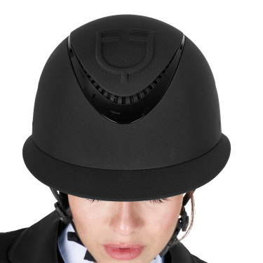 Casque femme avec large visière et logo en relief Equestro Noir