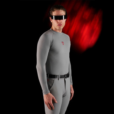 Base Layer homme manches longues Equestro Ridertechnology Oiseau moqueur Gris