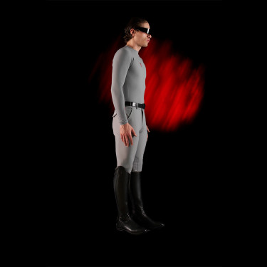 Base Layer homme manches longues Equestro Ridertechnology Oiseau moqueur Gris