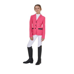 Veste de concours trois boutons fille en mesh Equestro Chèvrefeuille Rose Veste de concours trois boutons fille en mesh Equestro Chèvrefeuille Rose