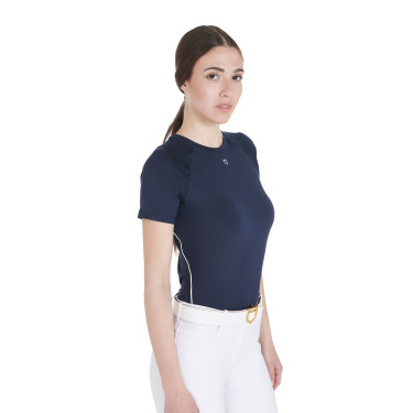 T-shirt technique d'entrainement femme coupe slim Equestro Marine blazer Bleu marine
