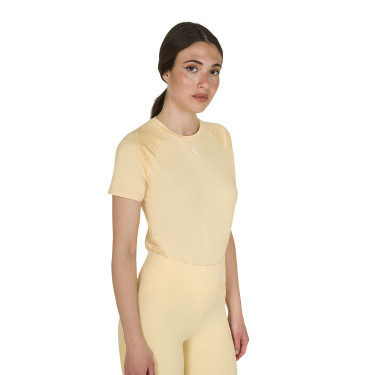 T-shirt technique d'entrainement femme coupe slim Equestro Soleil Orange