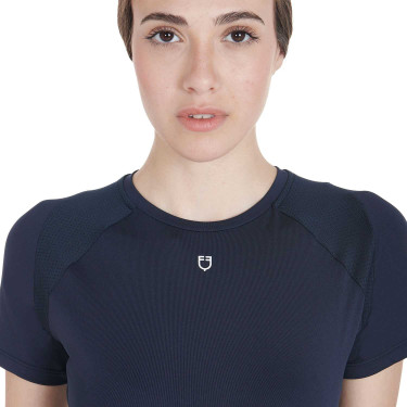 T-shirt technique d'entrainement femme coupe slim Equestro Marine blazer Bleu marine