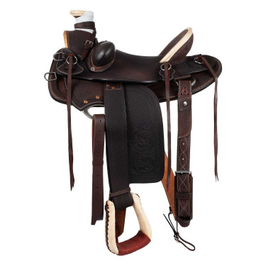 Selle western Wade avec arçon en bois et sangle Denver Marron Selle western Wade avec arçon en bois et sangle Denver Marron