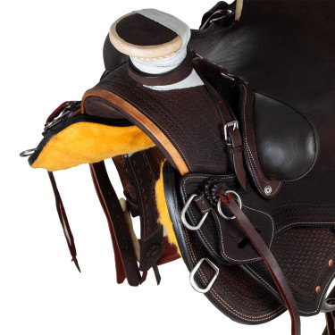 Selle western Wade avec arçon en bois et sangle Denver Marron Selle western Wade avec arçon en bois et sangle Denver Marron