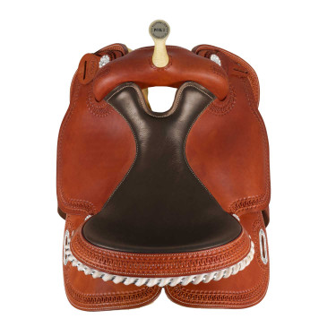 Selle Pool's 5020 avec siège en cuir brut couleur marron pour baril Cognac Marron Selle Pool's 5020 avec siège en cuir brut couleur marron pour baril Cognac Marron