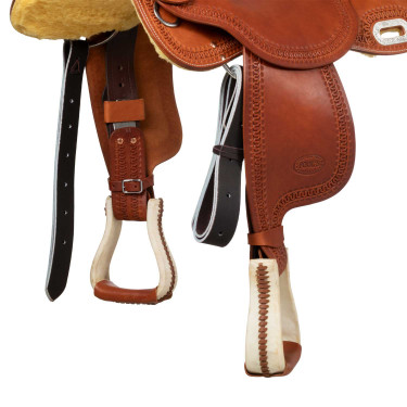 Selle Pool's 5020 avec siège en cuir brut couleur marron pour baril Cognac Marron Selle Pool's 5020 avec siège en cuir brut couleur marron pour baril Cognac Marron