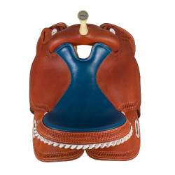 Selle Pool's 5020 avec siège en cuir brut couleur bleu pour baril Cognac Marron