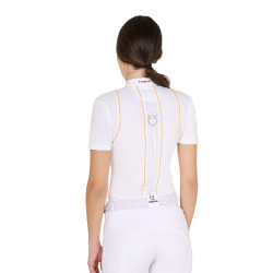 Polo de concours Femme Manches Courtes avec Boutons Equestro Blanc / jaune Polo de concours Femme Manches Courtes avec Boutons Equestro Blanc / jaune