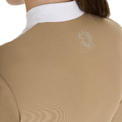 Polo de concours Femme Manches Longues avec Strass Equestro Beige