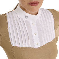 Polo de concours Femme Manches Longues avec Strass Equestro Beige