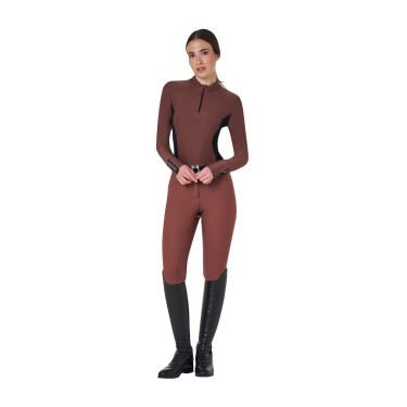 Polo Technique d'Entraînement Femme Manches Longues Equestro Marron
