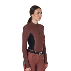 Polo Technique d'Entraînement Femme Manches Longues Equestro Marron