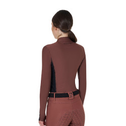Polo Technique d'Entraînement Femme Manches Longues Equestro Marron