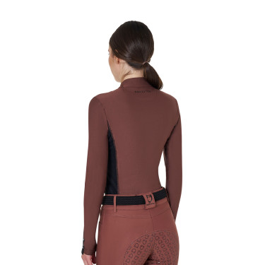 Polo Technique d'Entraînement Femme Manches Longues Equestro Marron