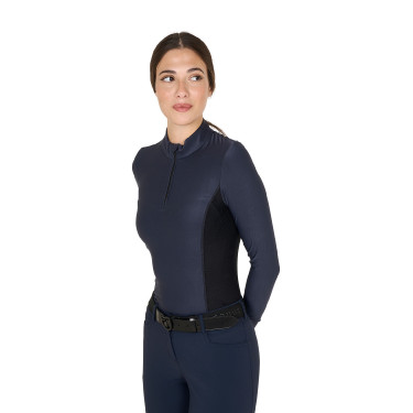 Polo Technique d'Entraînement Femme Manches Longues Equestro Marine blazer Bleu marine