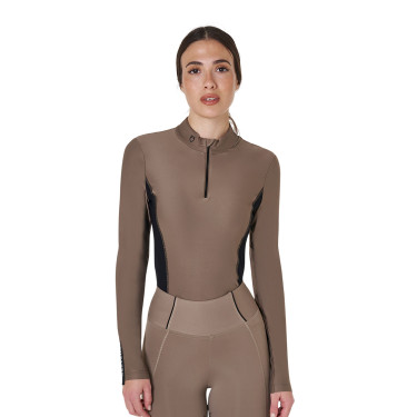 Polo Technique d'Entraînement Femme Manches Longues Equestro Walnut Marron