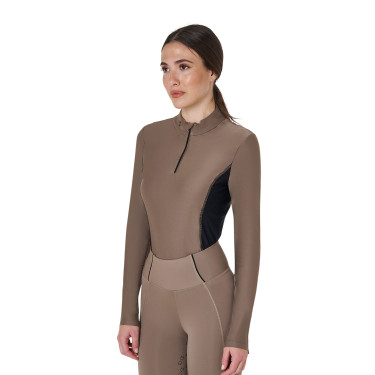 Polo Technique d'Entraînement Femme Manches Longues Equestro Walnut Marron