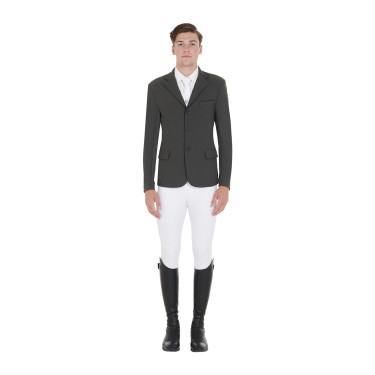 Veste de concours Homme en Tissu Stretch avec Poches Zippées Equestro Gris Veste de concours Homme en Tissu Stretch avec Poches Zippées Equestro Gris