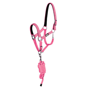 Licol Synthétique avec Longe Reflective Supreme Rose