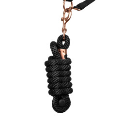 Licol en Nylon Rose Gold Line avec Longe Supreme Noir Licol en Nylon Rose Gold Line avec Longe Supreme Noir
