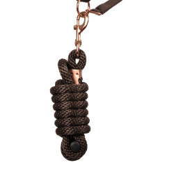 Licol en Nylon Rose Gold Line avec Longe Supreme Marron