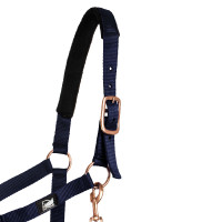 Licol en Nylon Rose Gold Line avec Longe Supreme Marine Bleu marine