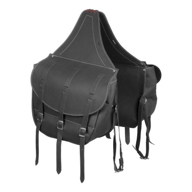 Sacoche de Selle en Veau Fermeture 3 Lanières Pool's Noir