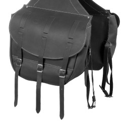 Sacoche de Selle en Veau Fermeture 3 Lanières Pool's Noir