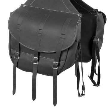 Sacoche de Selle en Veau Fermeture 3 Lanières Pool's Noir