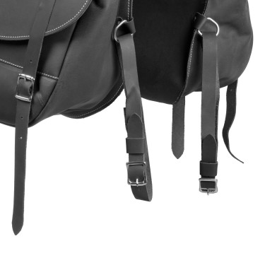 Sacoche de Selle en Veau Fermeture 3 Lanières Pool's Noir